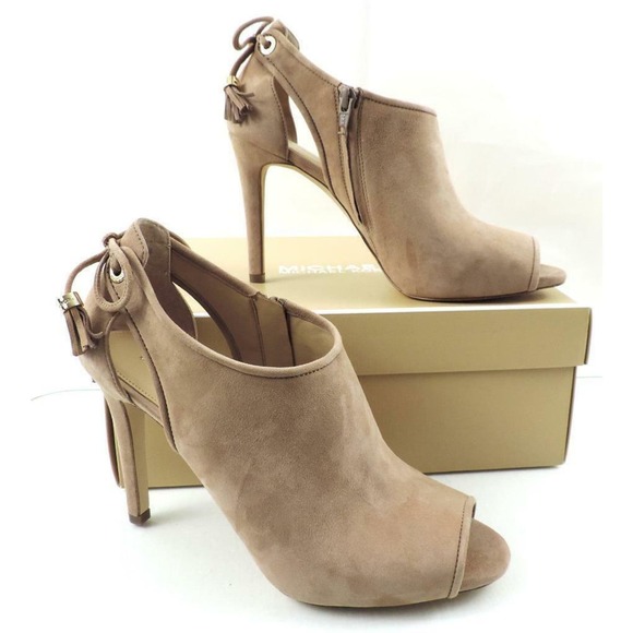 Michael Kors Jenings Bootie High Heels Sandals Open Toe Nude Dark Khaki Size 9.5 - Picture 8 of 10